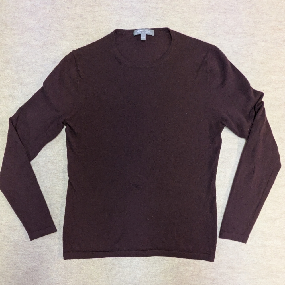 Neiman Marcus Cashmere Deep Burgundy Brown Sweater Like New Size Large